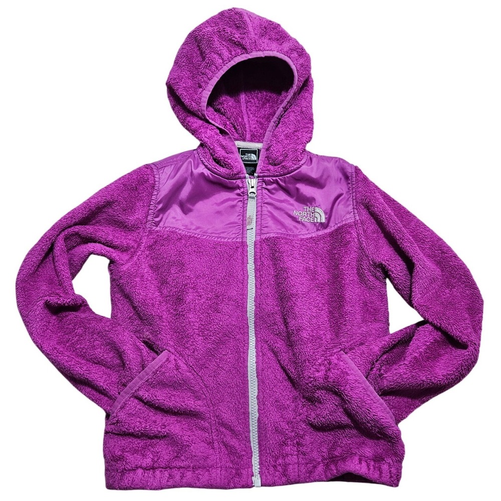 The North Face Girls Purple Osito High Pile Fleece Full Zip Hooded Size S 7/8 *